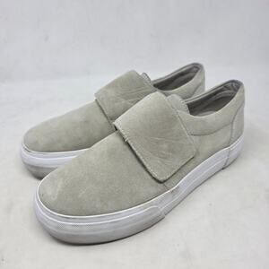 Vince Suede Velcro Strap Slip On Sneakers Beige Minimalist Shoes Womens 6